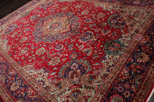 LoomBloom 10'x13'2" Red Hand Knotted  Tabriz Wool Oriental Area Rug