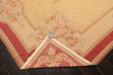 8x11 Pale Gold, Rose, Beige Color Hand Woven French Aubusson Needlepoint Wool Traditional Oriental Rug