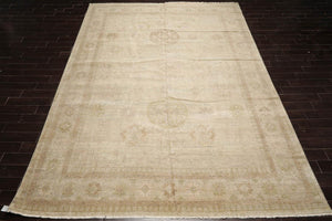 LoomBloom 10'x14'1" Dirty Beige Hand Knotted Contemporary Afghan Oushak Wool Oriental Area Rug