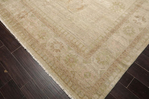 LoomBloom 10'x14'1" Dirty Beige Hand Knotted Contemporary Afghan Oushak Wool Oriental Area Rug