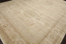 LoomBloom 10'x14'1" Dirty Beige Hand Knotted Contemporary Afghan Oushak Wool Oriental Area Rug