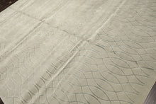9x12 Tone on Tone Faded Seafoam, , Color Hand Knotted Tibetan Wool & Pure Silk Modern & Contemporay Oriental Rug