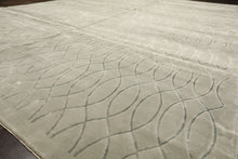 9x12 Tone on Tone Faded Seafoam, , Color Hand Knotted Tibetan Wool & Pure Silk Modern & Contemporay Oriental Rug