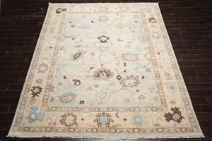 LoomBloom 9'x12' Gray Hand Knotted Traditional Oushak Wool Oriental Area Rug