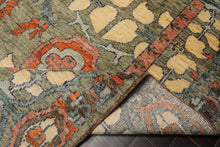 LoomBloom Multi Color Multi Size Hand Knotted Arts & Crafts/Mission Stained Glass Oushak Wool Oriental Area Rug