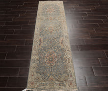 Runner Slate, Beige, Gold Color Hand Knotted Oushak 100% Wool Traditional Oriental Rug