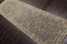 Runner Slate, Beige, Gold Color Hand Knotted Oushak 100% Wool Traditional Oriental Rug