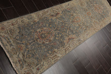 Runner Slate, Beige, Gold Color Hand Knotted Oushak 100% Wool Traditional Oriental Rug