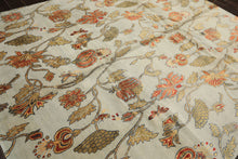 8x10 Aqua, Burnt Orange, Gold Color Hand Knotted Tibetan Wool & Pure Silk Traditional Oriental Rug