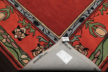 Multi Size Rosy-Red Sage Orange Color Hand Tufted William Morris Wool Traditional Oriental Rug
