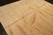 8x10 Tan, Gold, Gray Color Hand Knotted Tibetan Wool & Pure Silk Transitional Oriental Rug