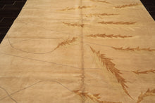 8x10 Tan, Gold, Gray Color Hand Knotted Tibetan Wool & Pure Silk Transitional Oriental Rug