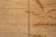 8x10 Tan, Gold, Gray Color Hand Knotted Tibetan Wool & Pure Silk Transitional Oriental Rug