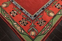 Multi Size Rosy-Red Sage Orange Color Hand Tufted William Morris Wool Traditional Oriental Rug