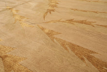 8x10 Tan, Gold, Gray Color Hand Knotted Tibetan Wool & Pure Silk Transitional Oriental Rug