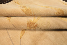 8x10 Tan, Gold, Gray Color Hand Knotted Tibetan Wool & Pure Silk Transitional Oriental Rug