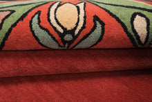 Multi Size Rosy-Red Sage Orange Color Hand Tufted William Morris Wool Traditional Oriental Rug