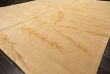 8x10 Tan, Gold, Gray Color Hand Knotted Tibetan Wool & Pure Silk Transitional Oriental Rug