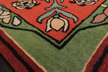 Multi Size Rosy-Red Sage Orange Color Hand Tufted William Morris Wool Traditional Oriental Rug