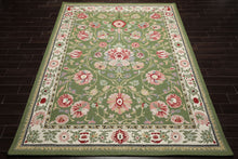 8x10 Sage, Cream, Blush Color Hand Hooked  Wool Traditional Oriental Rug