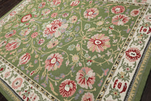 8x10 Sage, Cream, Blush Color Hand Hooked  Wool Traditional Oriental Rug