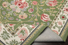 8x10 Sage, Cream, Blush Color Hand Hooked  Wool Traditional Oriental Rug