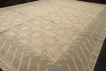 8x10 Ivory, Beige, Taupe Color Hand Knotted Tibetan Wool Transitional Oriental Rug