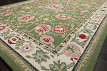 8x10 Sage, Cream, Blush Color Hand Hooked  Wool Traditional Oriental Rug