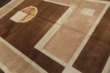 8x10 Brown, Taupe, Seafoam Color Hand Knotted Tibetan Wool & Pure Silk  Oriental Rug