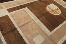 8x10 Brown, Taupe, Seafoam Color Hand Knotted Tibetan Wool & Pure Silk  Oriental Rug