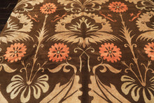 8x10 Brown, Tan, Peach Color Hand Knotted Tibetan Wool & Pure Silk Traditional Oriental Rug