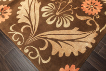8x10 Brown, Tan, Peach Color Hand Knotted Tibetan Wool & Pure Silk Traditional Oriental Rug