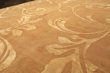 8x10 Tone on Tone Gold, , Color Hand Knotted Tibetan Wool & Pure Silk Transitional Oriental Rug