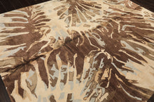 8x10 Brown, Beige, Blue Color Hand Knotted Tibetan Wool & Pure Silk Modern & Contemporay Oriental Rug