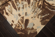 8x10 Brown, Beige, Blue Color Hand Knotted Tibetan Wool & Pure Silk Modern & Contemporay Oriental Rug