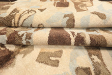 8x10 Brown, Beige, Blue Color Hand Knotted Tibetan Wool & Pure Silk Modern & Contemporay Oriental Rug