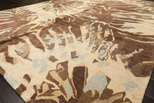 8x10 Brown, Beige, Blue Color Hand Knotted Tibetan Wool & Pure Silk Modern & Contemporay Oriental Rug