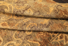 8x10 Brown, Gold, Tan Color Hand Knotted Indo Tibetan Wool Transitional Oriental Rug
