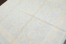 8x10 Blue, Ivory, Seafoam Color Hand Knotted Tibetan Wool Transitional Oriental Rug