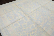 8x10 Blue, Ivory, Seafoam Color Hand Knotted Tibetan Wool Transitional Oriental Rug