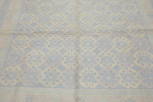 8x10 Blue, Ivory, Seafoam Color Hand Knotted Tibetan Wool Transitional Oriental Rug