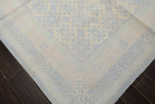 8x10 Blue, Ivory, Seafoam Color Hand Knotted Tibetan Wool Transitional Oriental Rug