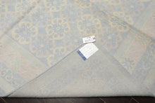 8x10 Blue, Ivory, Seafoam Color Hand Knotted Tibetan Wool Transitional Oriental Rug