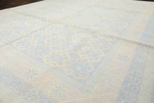 8x10 Blue, Ivory, Seafoam Color Hand Knotted Tibetan Wool Transitional Oriental Rug