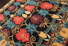 Multi Size Charcoal Gold Eggplant Color Hand Tufted  Wool Transitional Oriental Rug