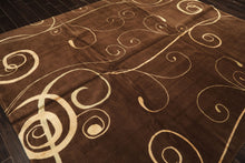 8x10 Brown, Gold, Color Hand Knotted Tibetan Wool & Pure Silk Modern & Contemporay Oriental Rug