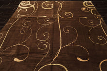 8x10 Brown, Gold, Color Hand Knotted Tibetan Wool & Pure Silk Modern & Contemporay Oriental Rug
