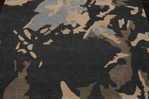 LoomBloom Multi Size Slate Gray Hand Tufted Modern Abstract 100% Wool & Bamboo Silk Oriental Area Rug