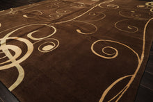 8x10 Brown, Gold, Color Hand Knotted Tibetan Wool & Pure Silk Modern & Contemporay Oriental Rug
