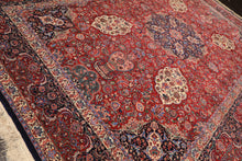 10x14 Red, Navy, Ivory Color Hand Knotted Pak Persian Wool & Silk Traditional Oriental Rug